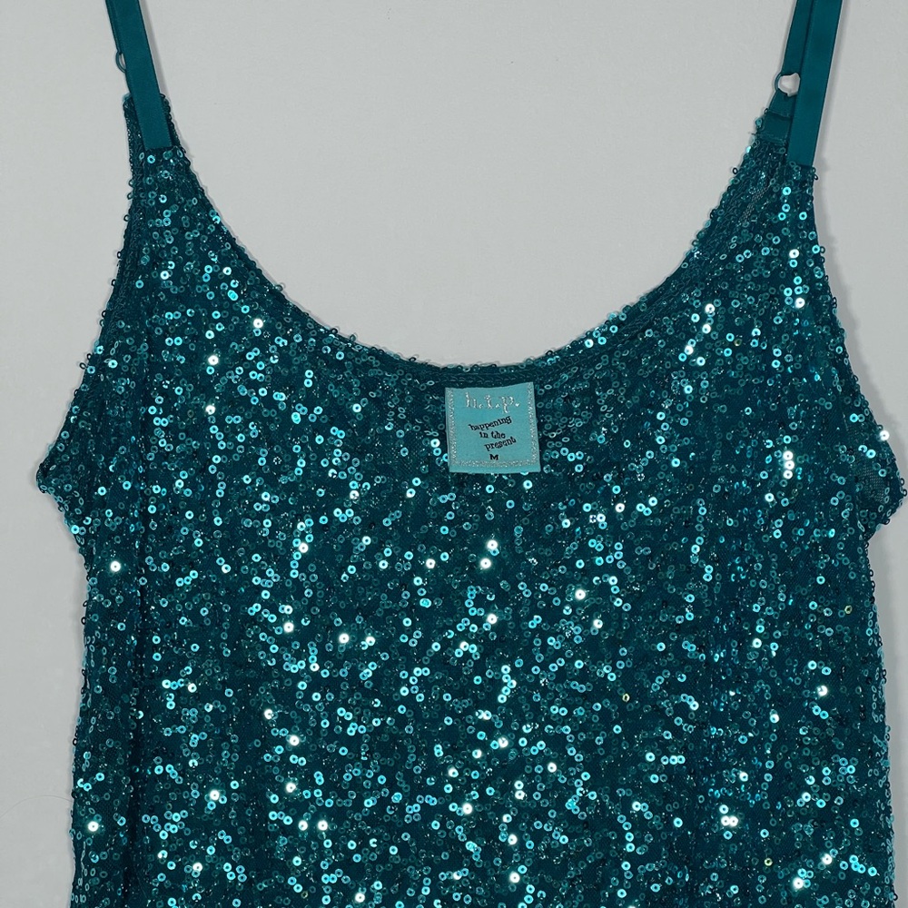 h.i.p Turquoise Sequin & Mesh Slip Dress